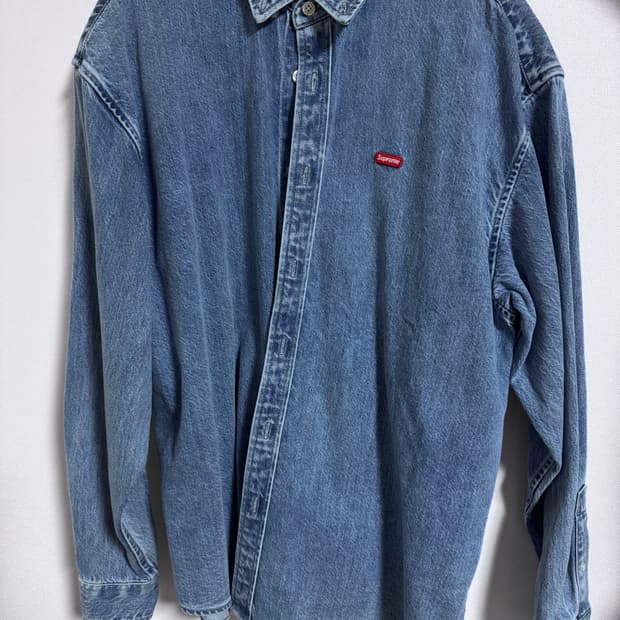 슈프림 스몰 박스 데님 셔츠 워시드 인디고