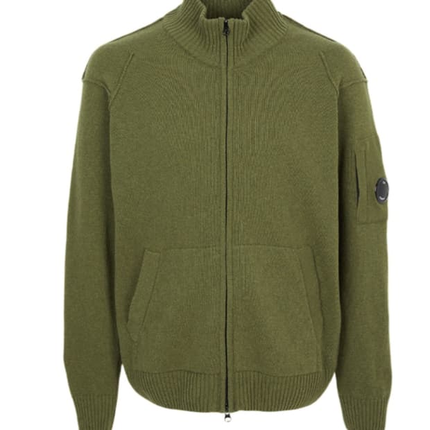 정품 CP 컴퍼니 울니트 집업 카키 새상품