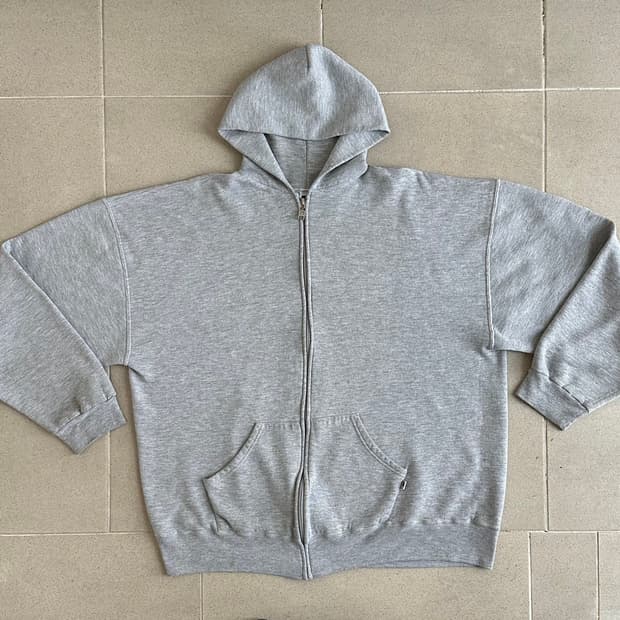 90s 빈티지 러셀 후드집업 그레이 XXL