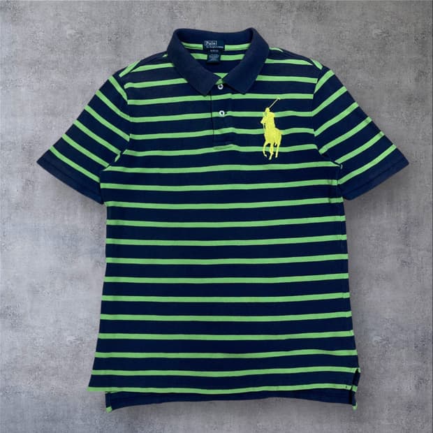 폴로 랄프로렌 빅포니 스트라이프 배색 카라 반팔티
