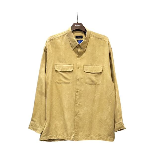 VAN HEUSAEN 반 휴센 웰메이드 스웨이드셔츠 투포켓 디테일 엘로우