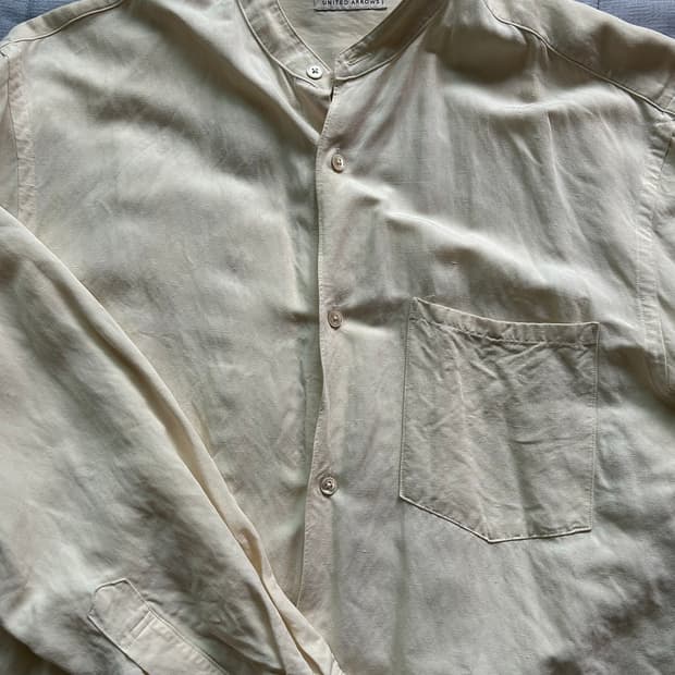 United arrows 레이온 마 혼방 라운드 컬러 셔츠