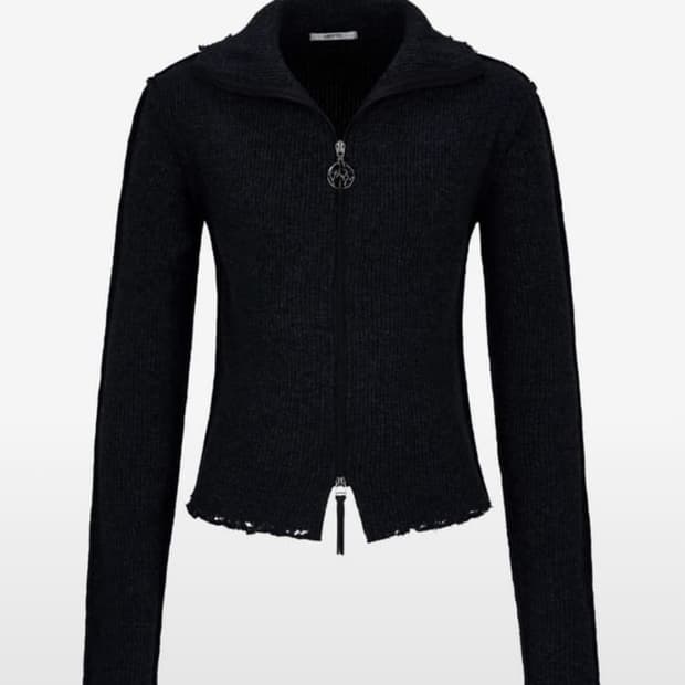 레씨토 디트로이드 립 니트 집업 (차콜)