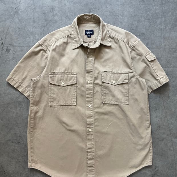 Stussy 스투시 90’s 베이지 반팔 셔츠