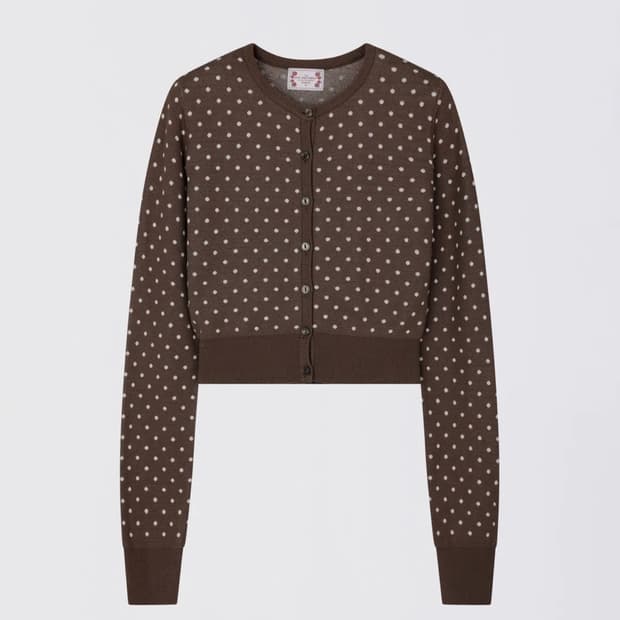 스컬프터 Polka Dot Cardigan Brown/Baby Pink