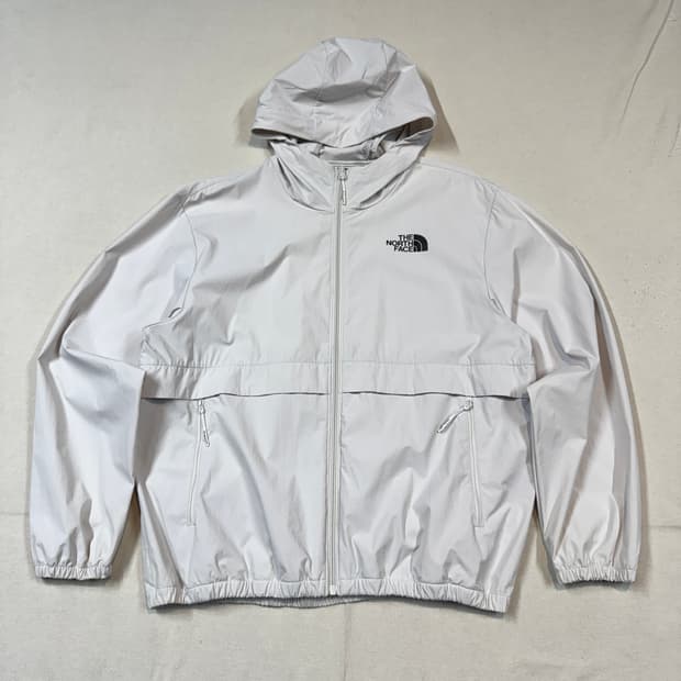 M) 노스페이스 기능성 화이트 바람막이 후드 자켓