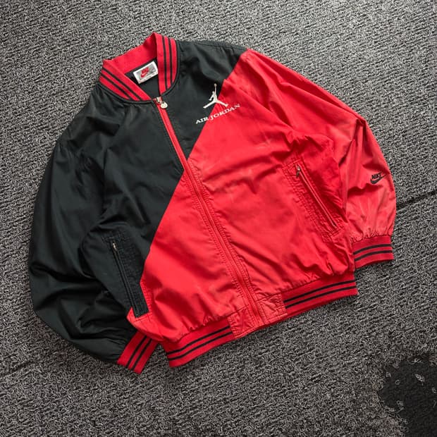 90s 나이키 에어조던 올드스쿨 빅로고 바시티 바람막이 4136