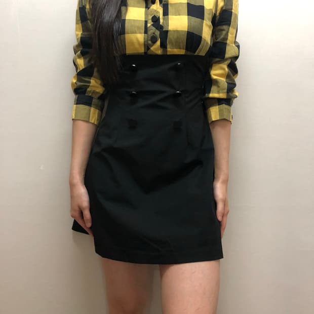 빈티지 펑크 옐로우 체크 원피스