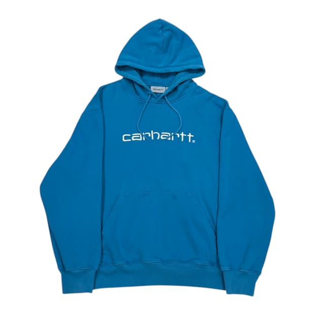 칼하트 WIP 스펠로고 후드티 블루 XL