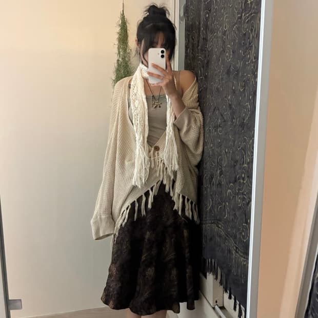 Vintage 에스닉 오리엔탈 미디 스커트