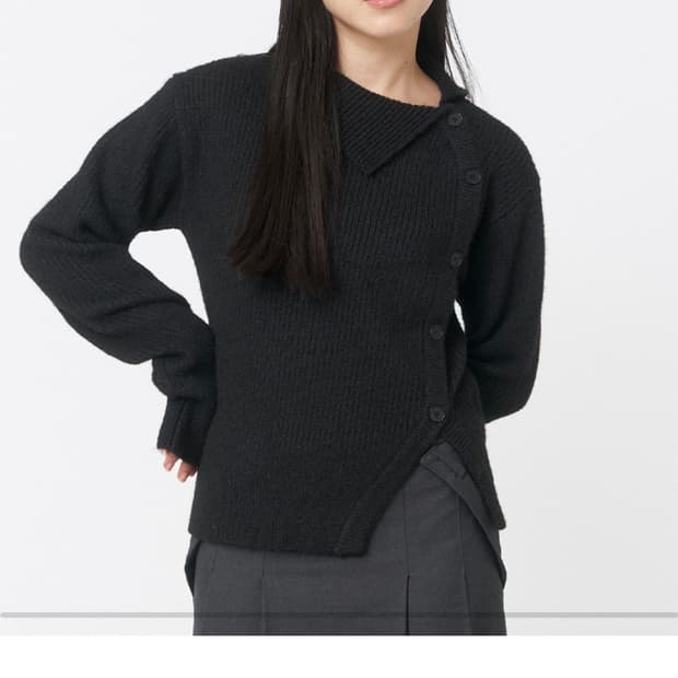 MISEKI SEOUL Side button knit BLACK