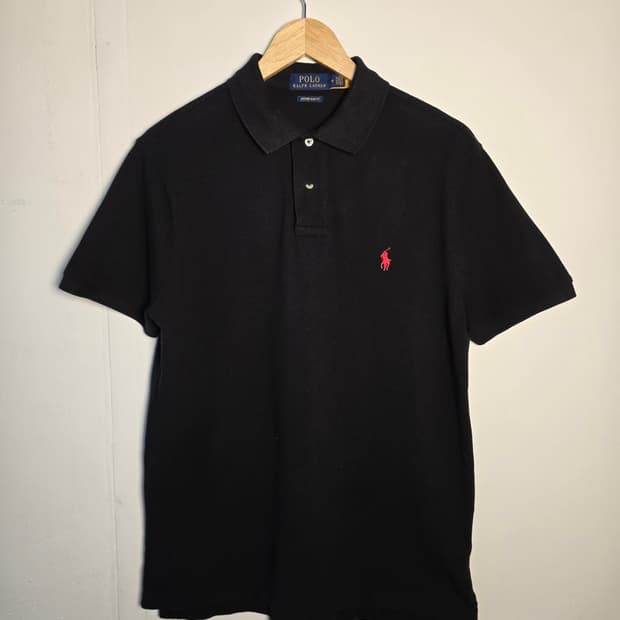 폴로 랄프로렌 블랙 반팔 카라티 M사이즈