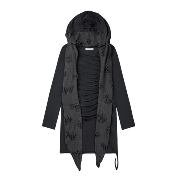 bonienkiye 보니앤키예 후드 스카프 드레스 원피스 차콜