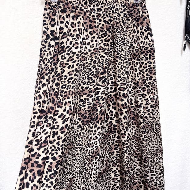 레오파드 호피 애니멀패턴 맥시롱스커트 갸루 펑크 오리엔탈 너드 그런지