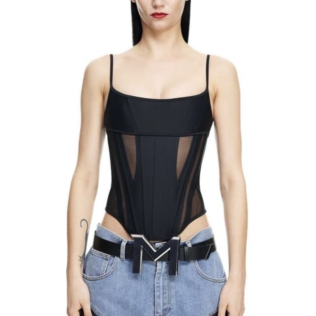 Mugler 뮈글러 X h&m 매쉬 패널 코르셋 탑