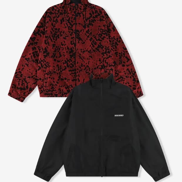 예스아이씨 리버시블 레오파드 플리스 자켓 레드 XL
