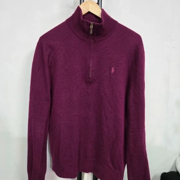 폴로 버건디 반집업 니트