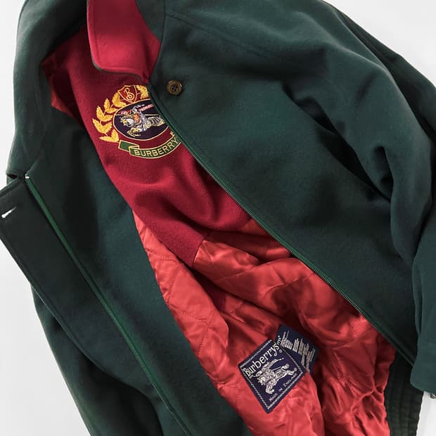 80~90s 빈티지 버버리 울 캐시미어 블루종 자켓