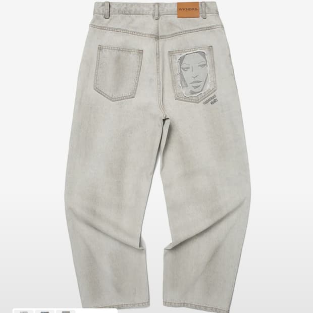 위캔더스 FACE DENIM PANTS S.GREY