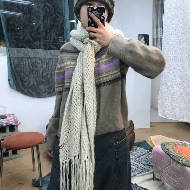 에스크 ask 케이블 니트 머플러 목도리 