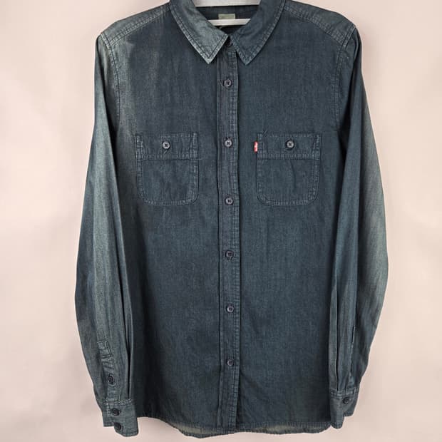 [무료배송]리바이스 S 여성 워싱 얇은 데님 청 긴팔 셔츠