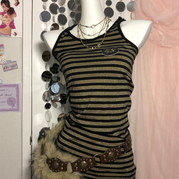 Glitter gold stripe sleeveless