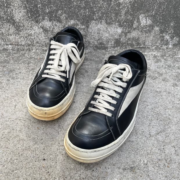[40] Rick Owens 빈티지 레더 스니커즈 블랙 밀크