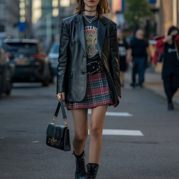 헤지스 울100 체크스커트