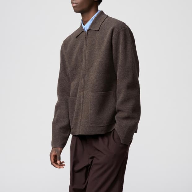 [새상품/L] 유니클로C 니트 풀집자켓 브라운