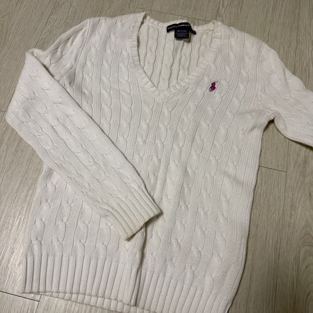 폴로랄프로렌 케이블 브이넥 니트