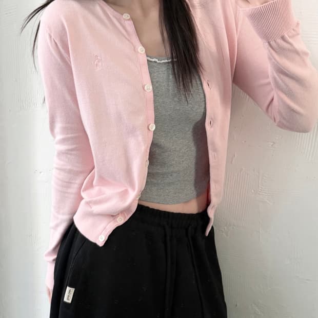 Polo 랄프로렌 우먼 베이비핑크 피마코튼 유넥 가디건