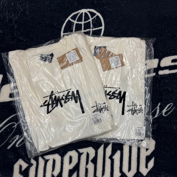 스투시 베이직 피그먼트 반팔 내추럴 L,XL (새상품) 2024