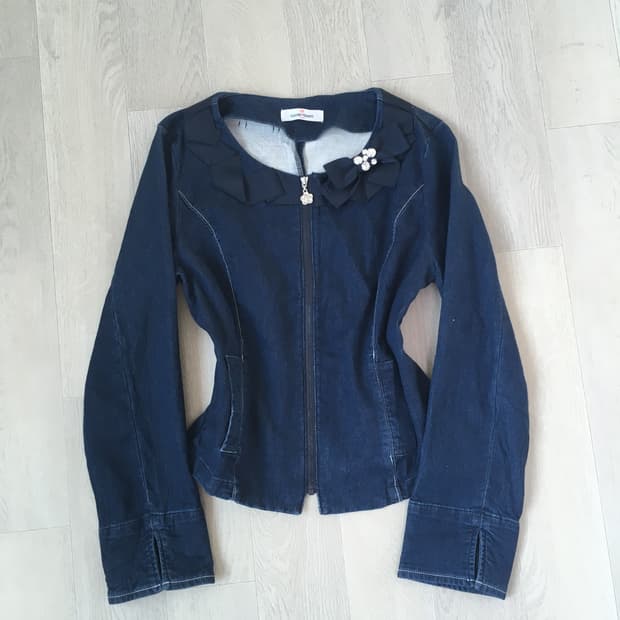 jpn vintage ribbon cubic denim zipup