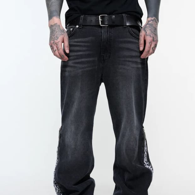 Whattheparty dragon denim black