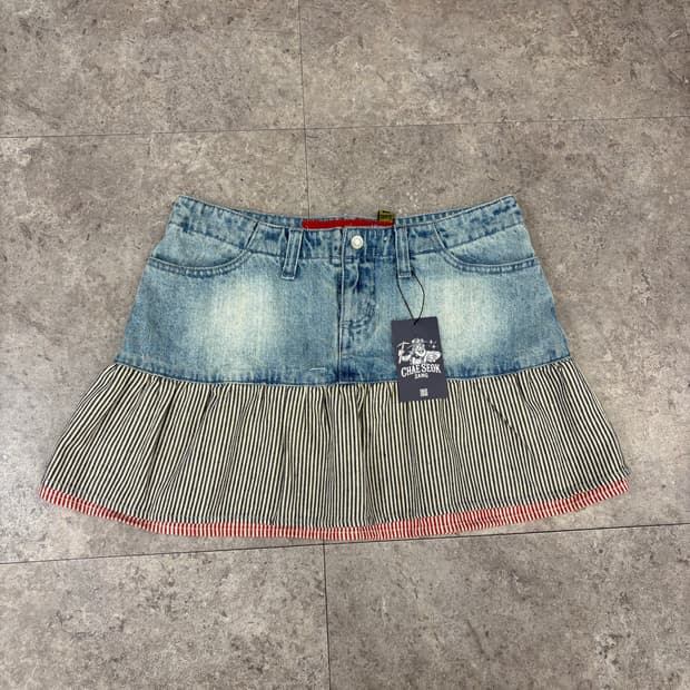 orix jeans 데님 스트라이프 레이어드 스커트 #csz917