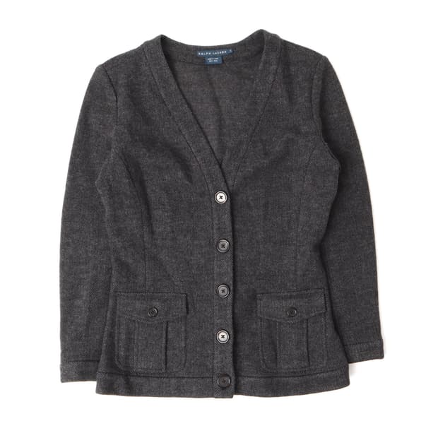 랄프로렌 챠콜그레이 울 버튼 가디건