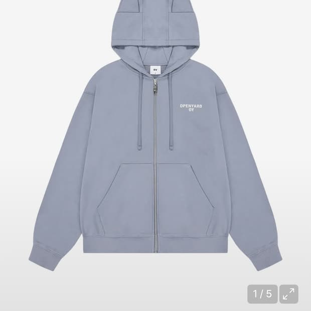 오와이 OY OPENYARD 고양이 후드집업 블루 양산형 지뢰계