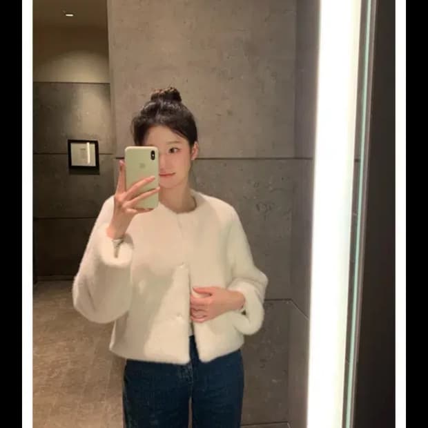 구해요) 르브아 벨루아 퍼자켓 아이보리 