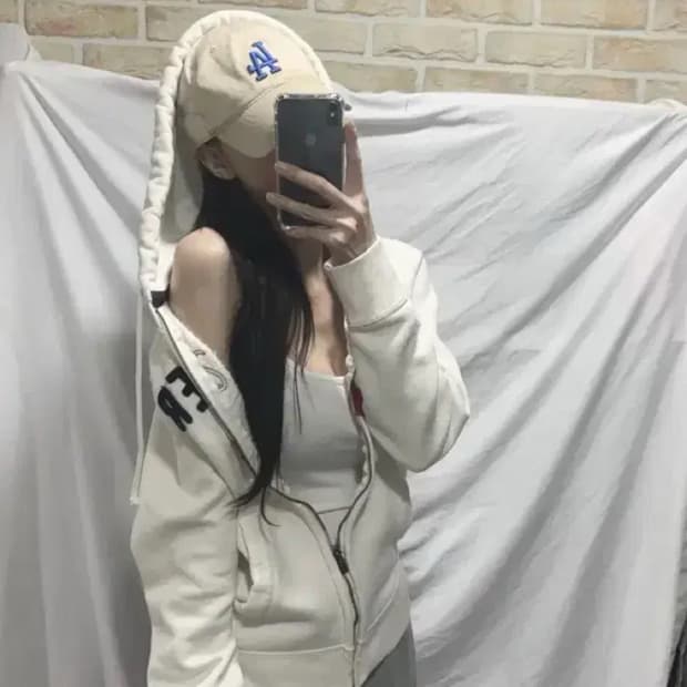 홀리스터 후드집업,S, 화이트