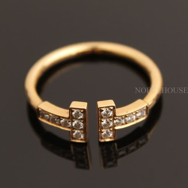 티파니앤코 T 와이어 18K 로즈골드 12P 다이아 반지(10.75호)