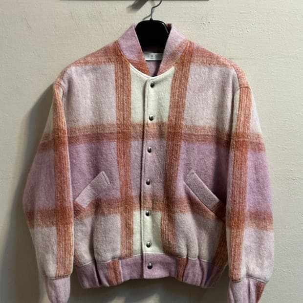 이로 파리 체크 울 블루종 자켓