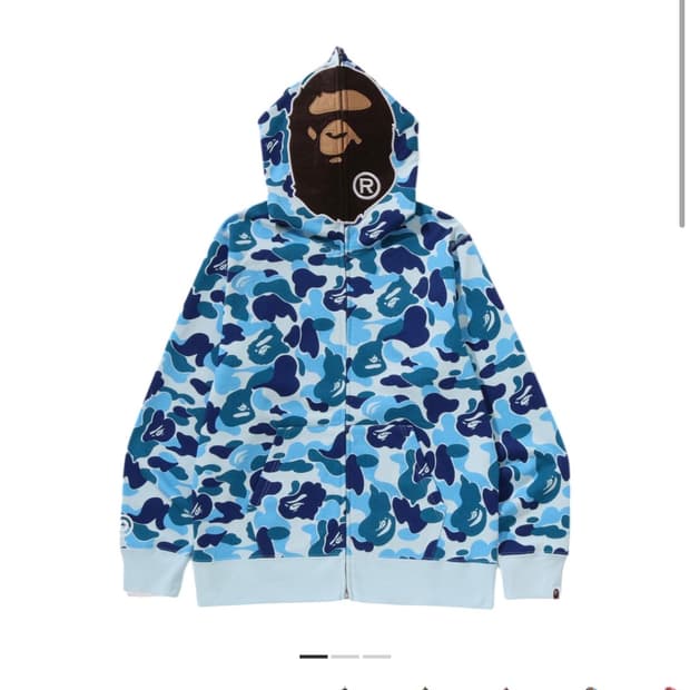 베이프 ABC 카모 세컨드 에이프 풀 집 후드 블루