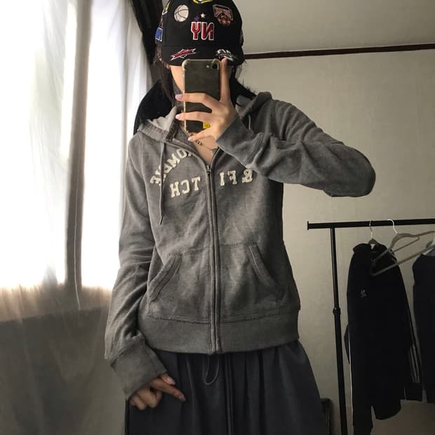 아베크롬비 그레이 슬림핏 후드집업