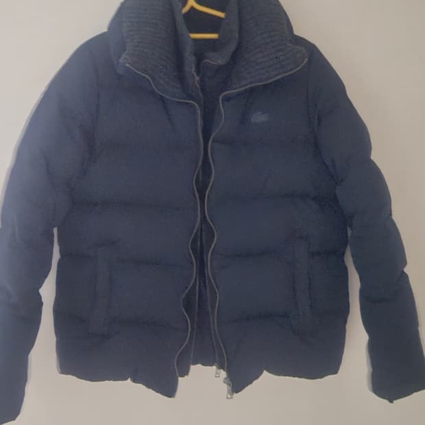 라코스테 여성 니트카라 패딩 점퍼 네이비 34