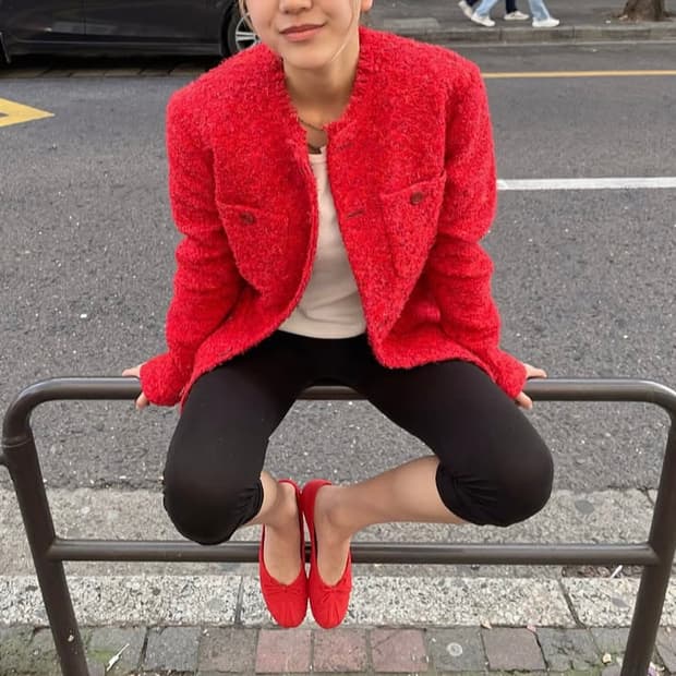 레드 트위드 재킷