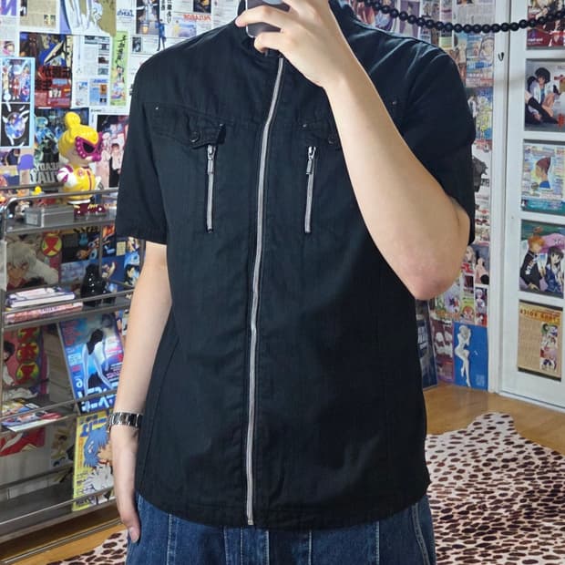 JPN 넥버클 펑크 반팔 집업
