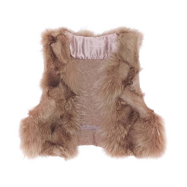 리얼 폭스퍼 니트 크롭 베스트