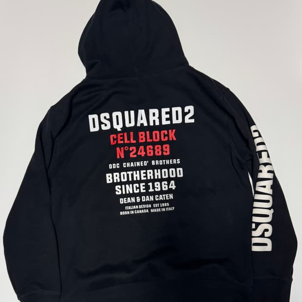디스퀘어드2 뒷 스펠로고 후드집업 XL 블랙