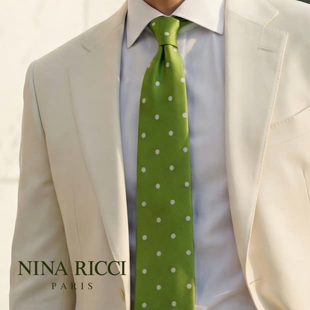 니나리치 실크 라임 도트 넥타이 9.1cm A등급 K1681
