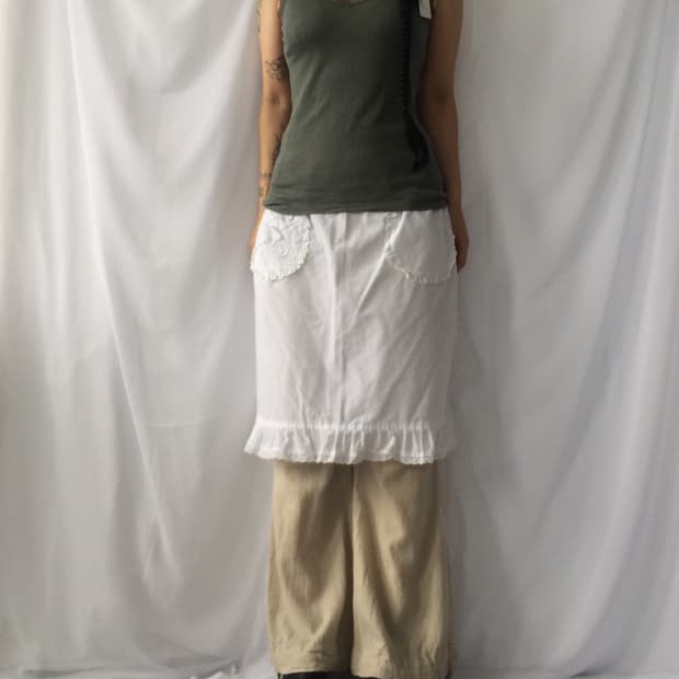 Lace trimming ribbed sleeveless